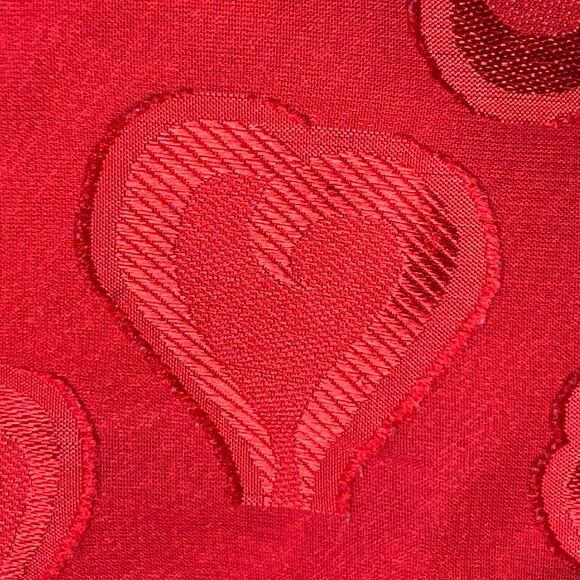 Y2K Babydoll Camisole Tank Top Medium Red Textured Hearts Mesh Overlay Satin Vtg - Picture 7 of 15